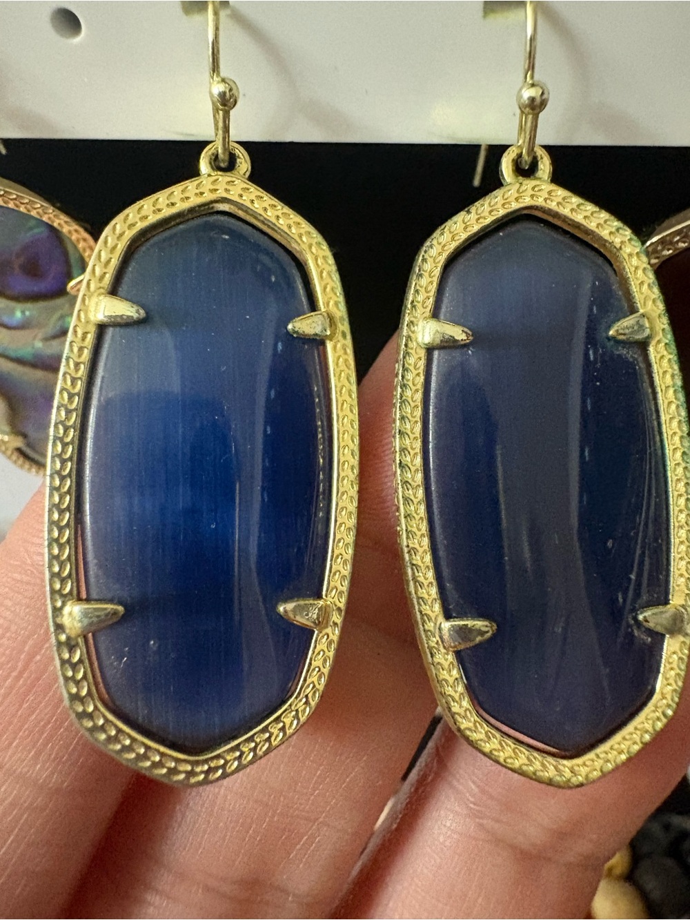 Kendra Scott Gold and Navy Blue Elle Drop Earrings